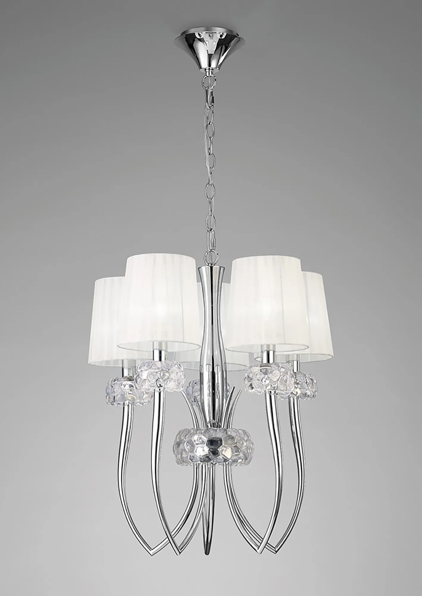 Loewe Polished Chrome-White Ceiling Lights Mantra Multi Arm Fittings Loewe Polished Chrome-White Ceiling Lights Mantra Multi Arm Fittings